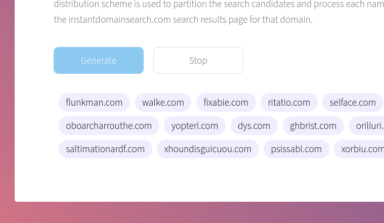 Novel domain name generator