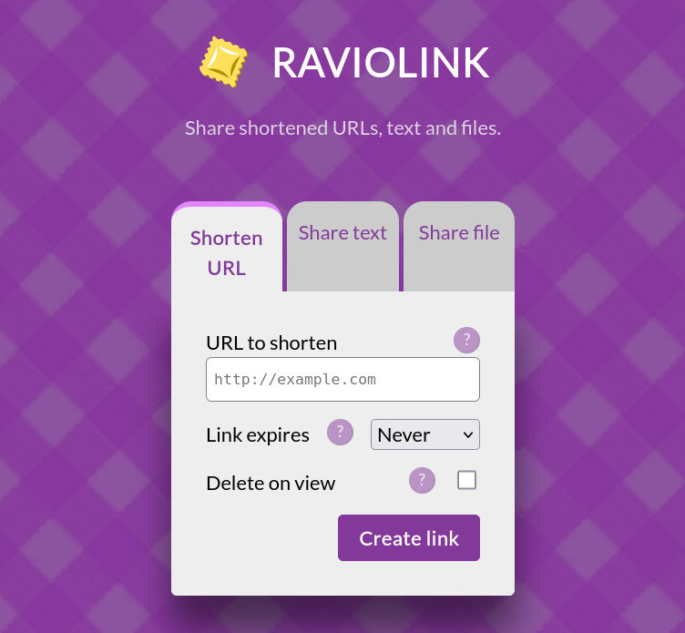 Raviolink.com screenshot