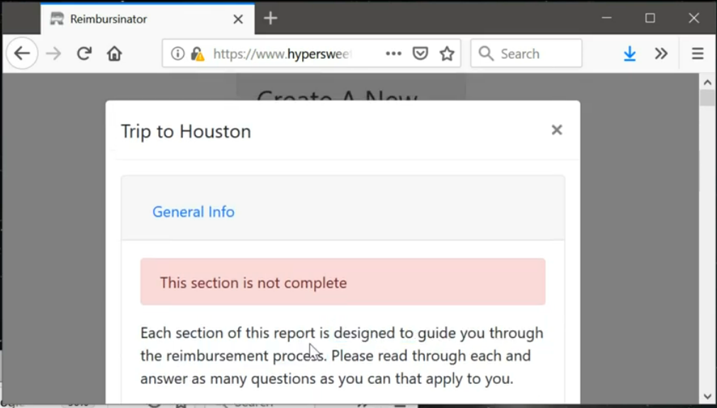 Reimbursinator screenshot