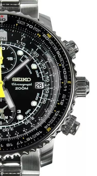 Watch with slide rule bezel.